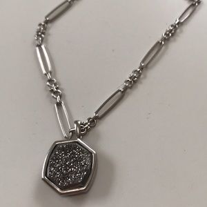 Davis Short Pendant Necklace in Platinum Drusy